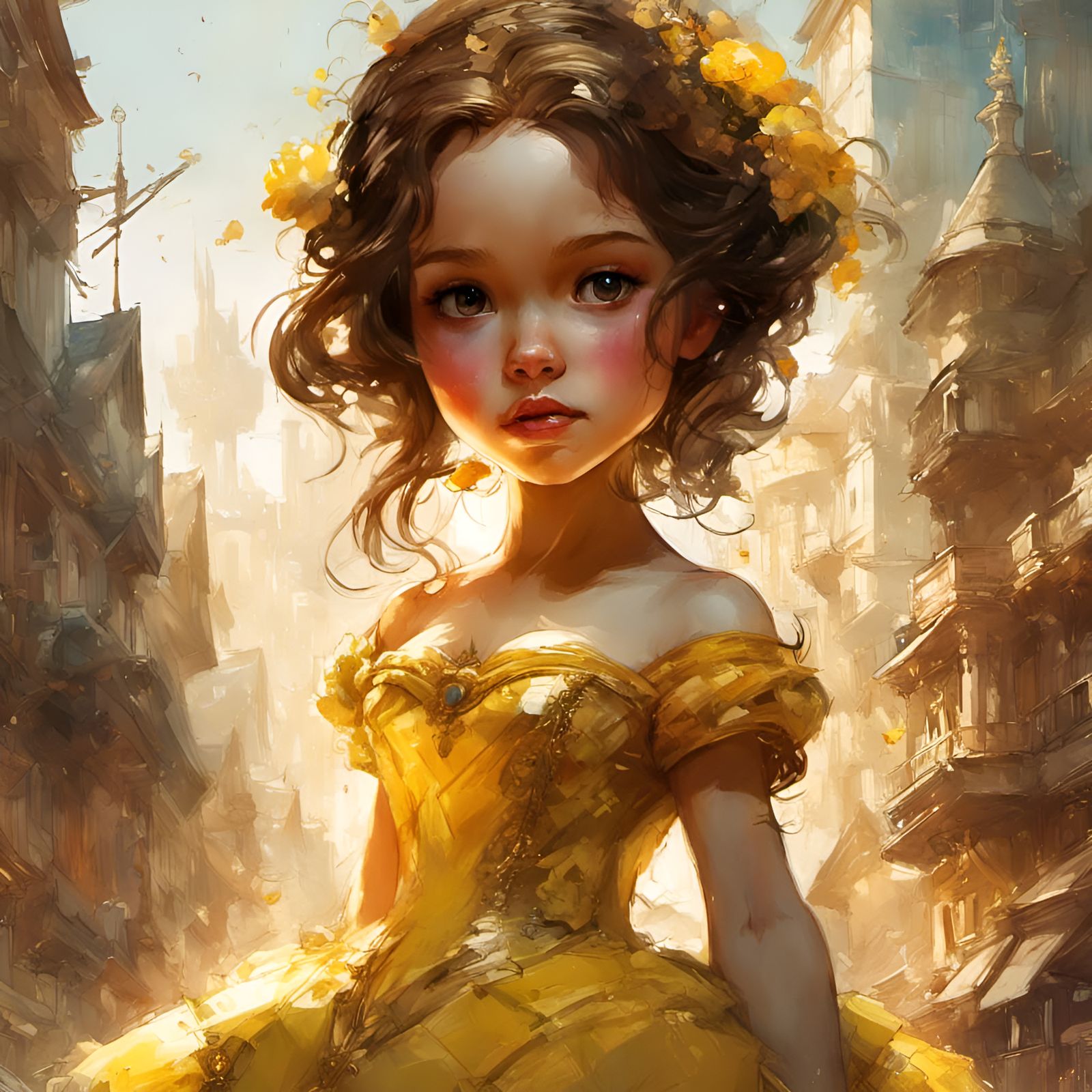 Chibi Princess Belle with Intricate Details
