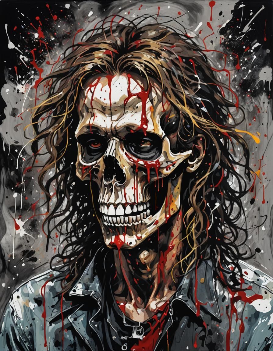 Skull Rockstar Portrait in Graffiti Art Style