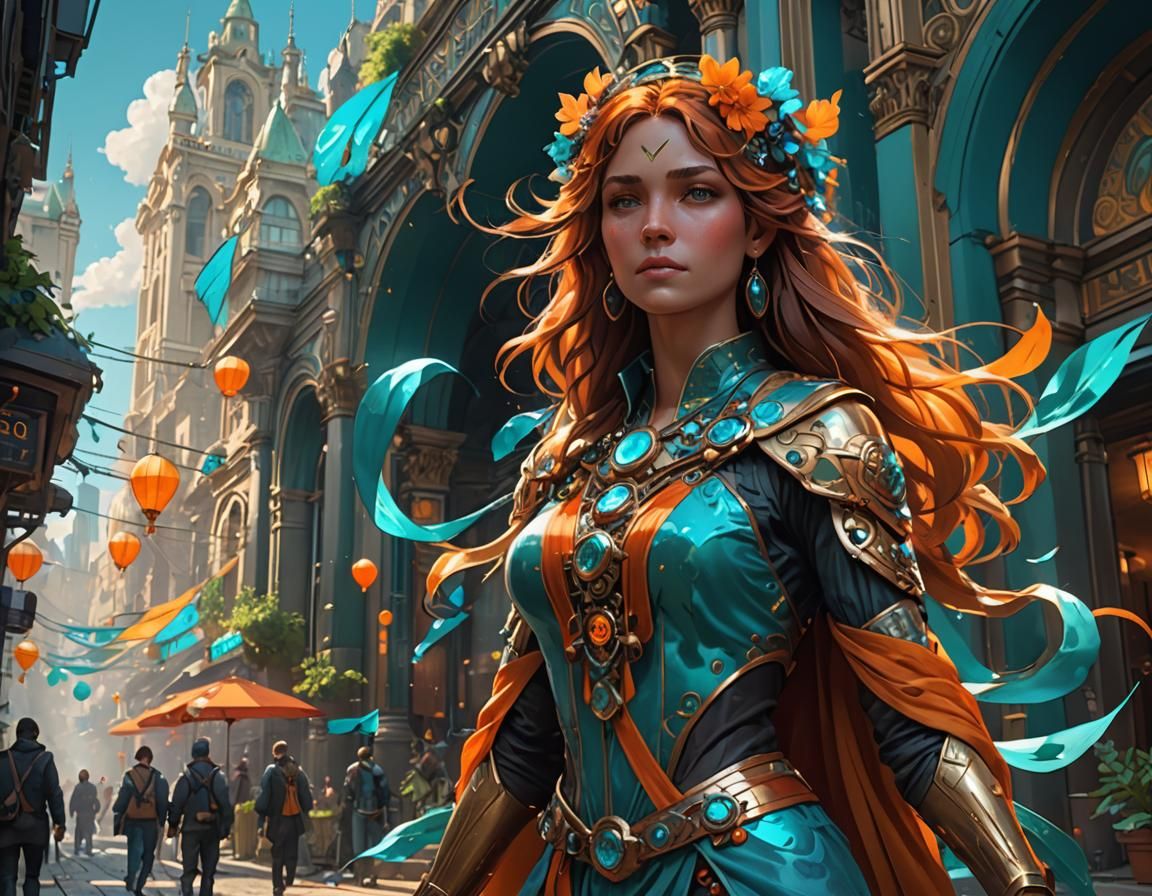 Dynamic Workday Concept Art in Orange and Teal