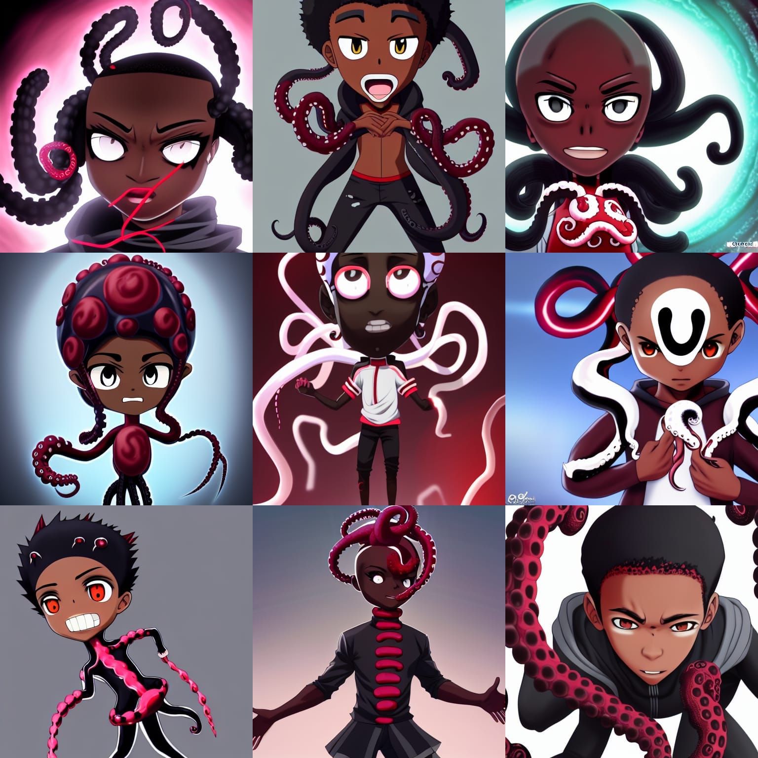 Shonen Style CGI Black Teen with Octoling Hair