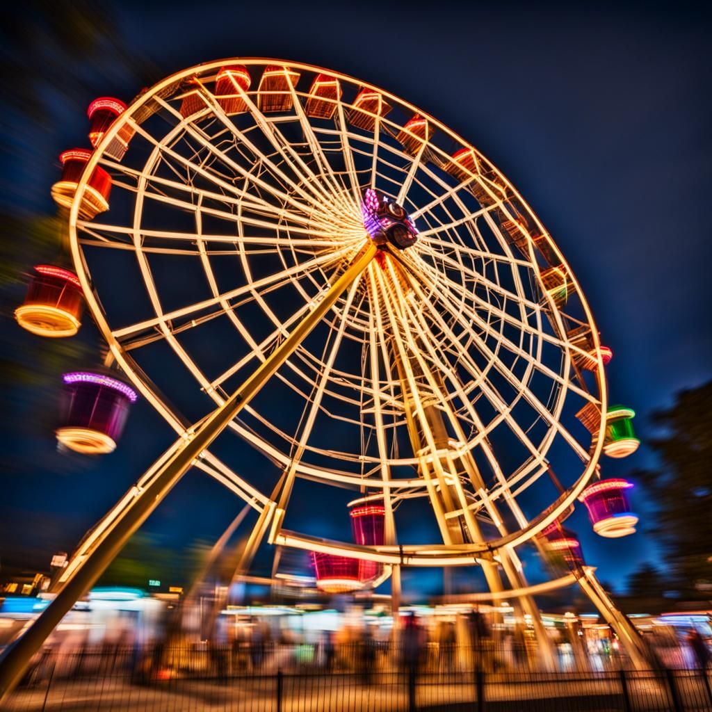 Illuminated Ferris Wheel with Bokeh Lights