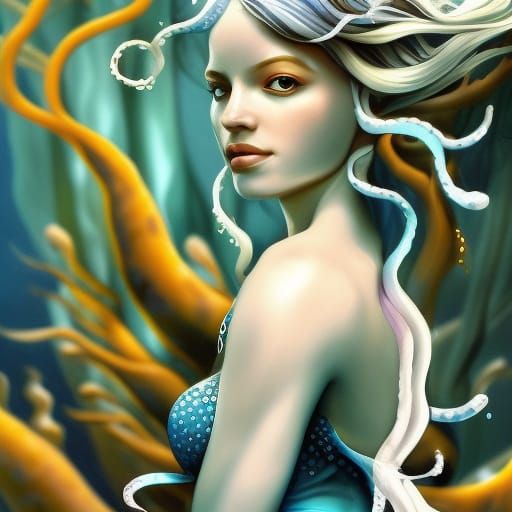 Goddess of the Deep: A Digital Art Portrait