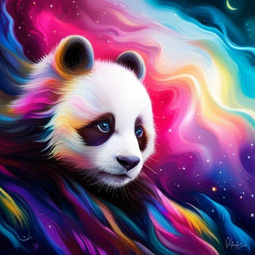 Galaxy Panda Graffiti Art with Stars