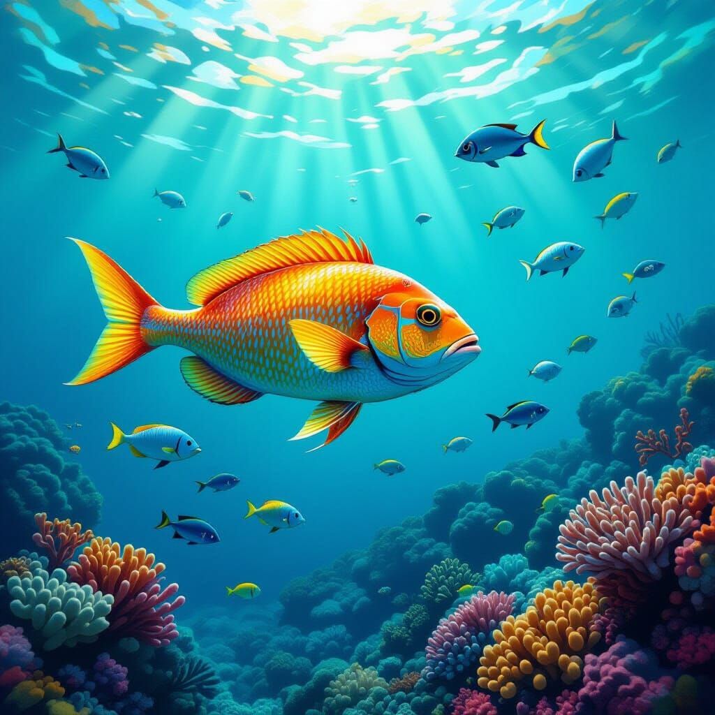 Underwater Wildlife with Colorful Fish and Coral