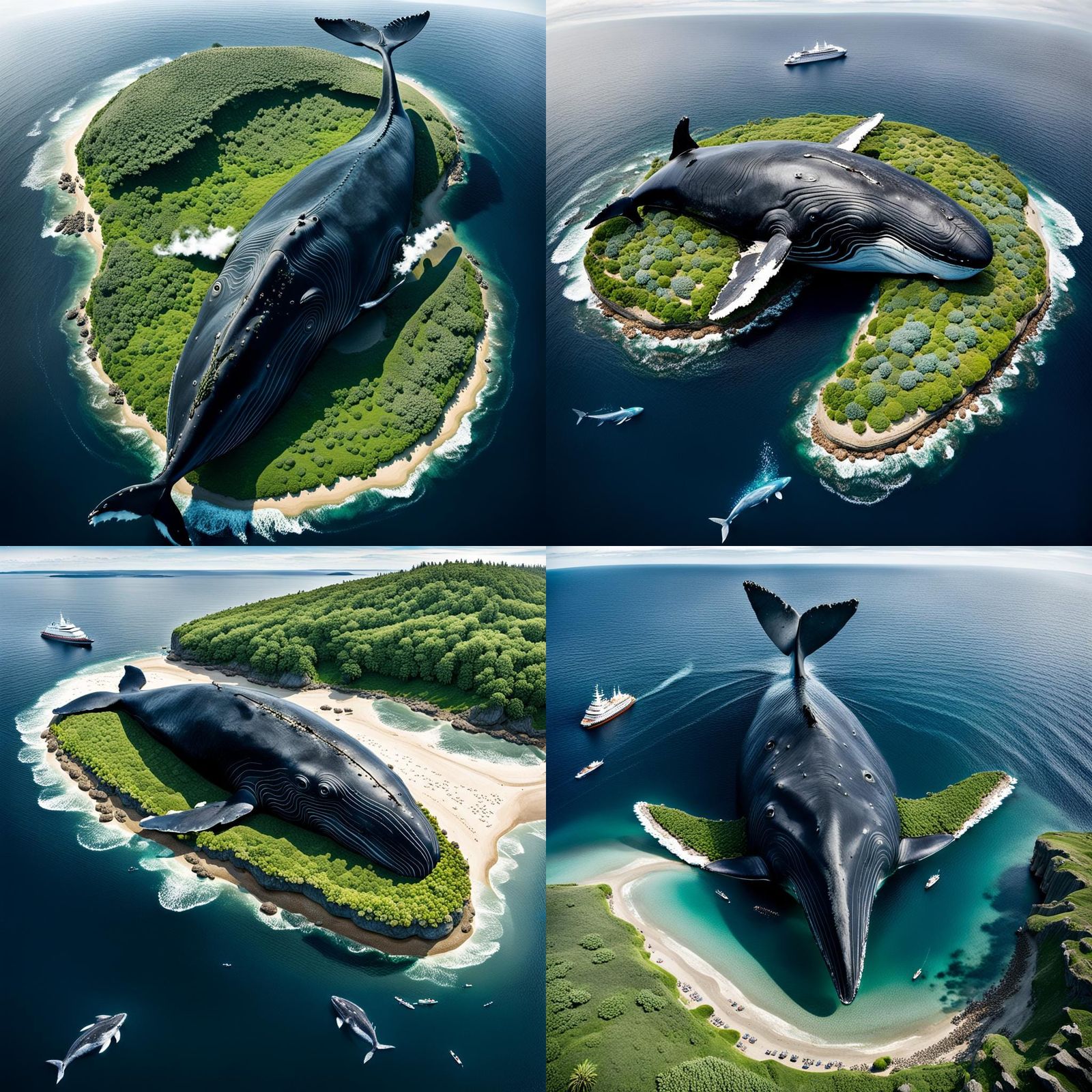 Surreal Whale Island in Atlantic Ocean as 3D Digital Art