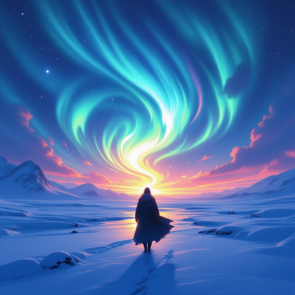 Ethereal Mystical Energies under Aurora Lights