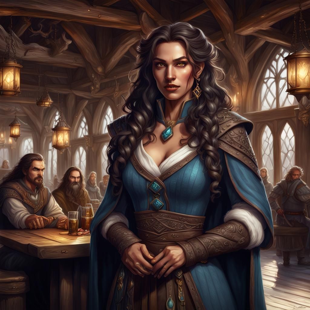 D&D Sorceress in Tavern: Fantasy Concept Art