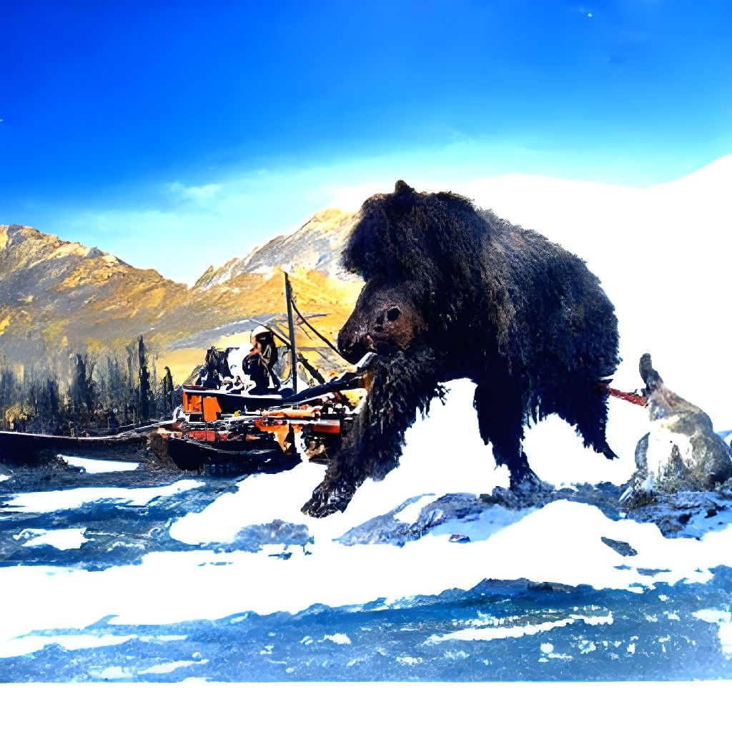 Futuristic Alaskan Wildlife, Oil Painting Style