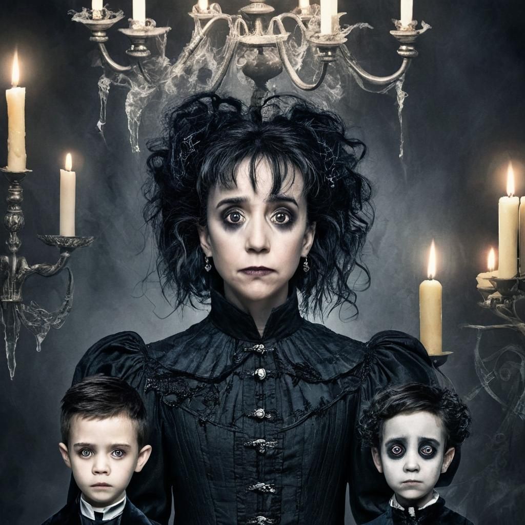 Eerie Female Portrait in Tim Burton Style