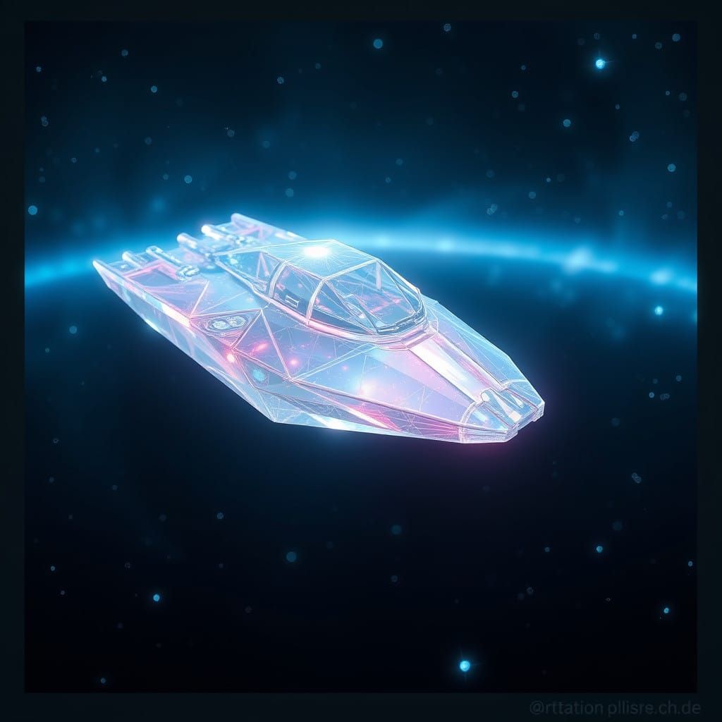Luxury Spaceship in Glittering Crystal Opal Glass