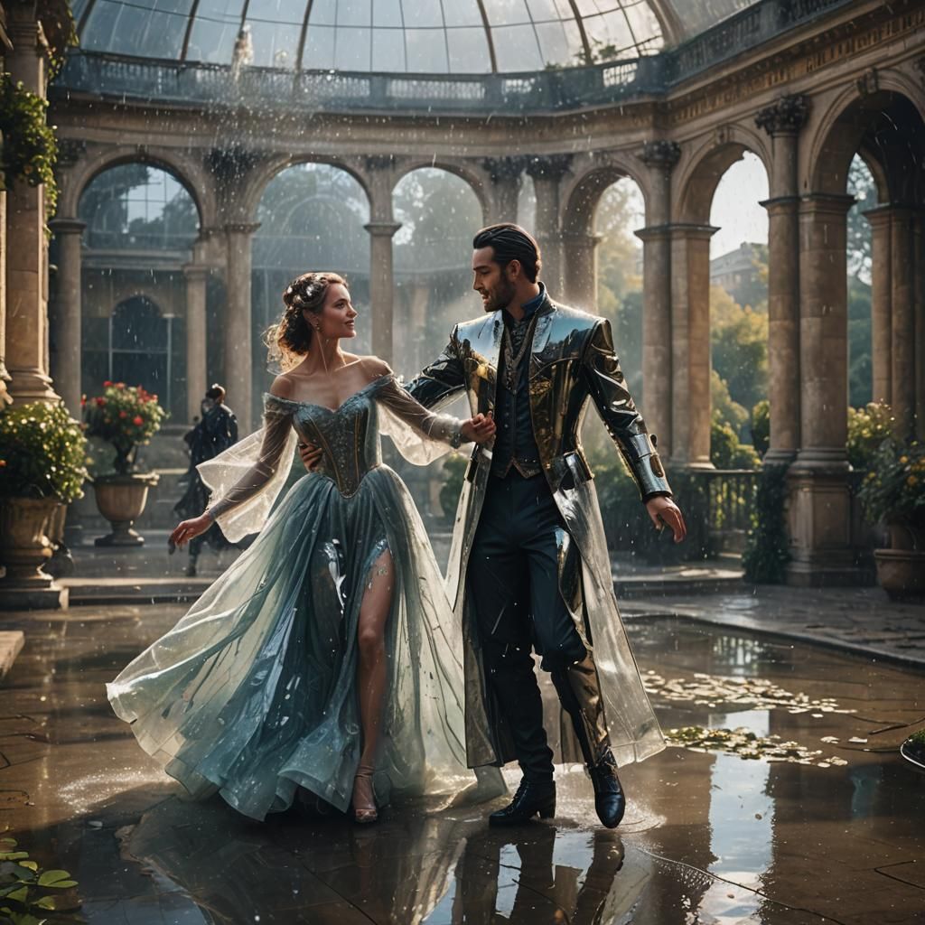 Robot Dances with Woman in Versailles Garden