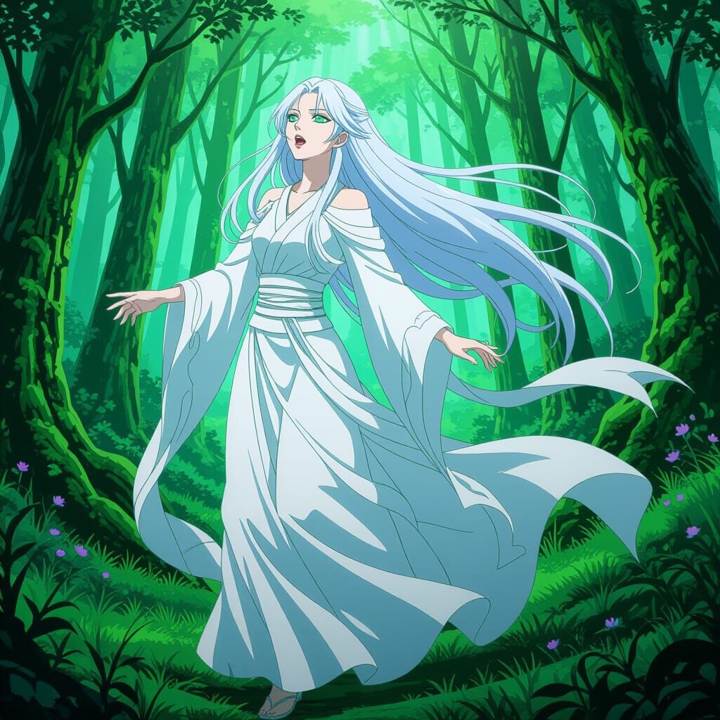 Anime-Style Banshee in Mystical Forest