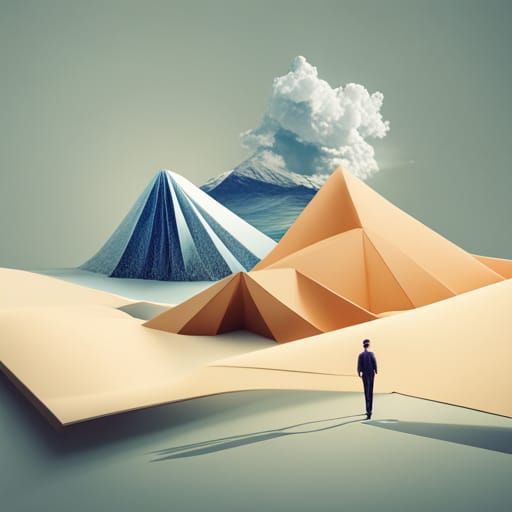 Origami Papercraft Collage in Soft Focus