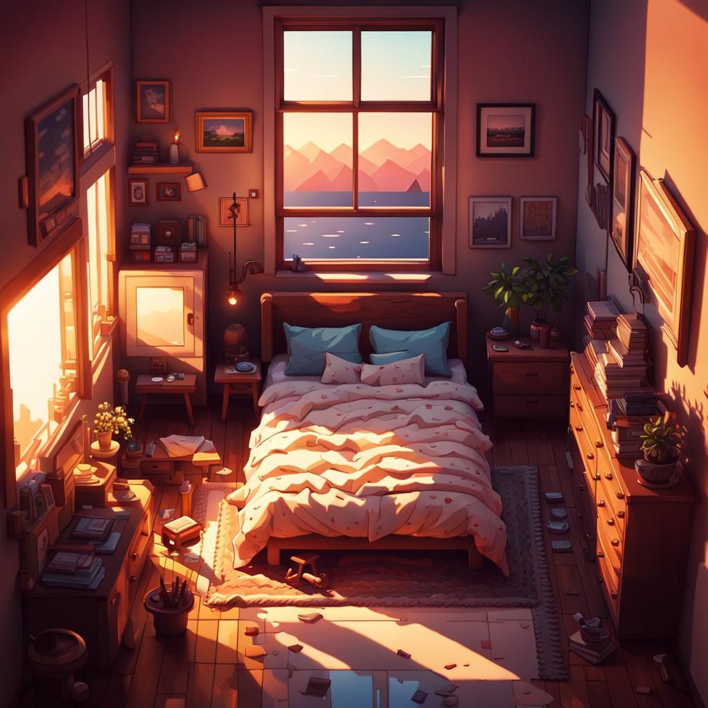 Isometric Pixel Art of a Cozy Bedroom