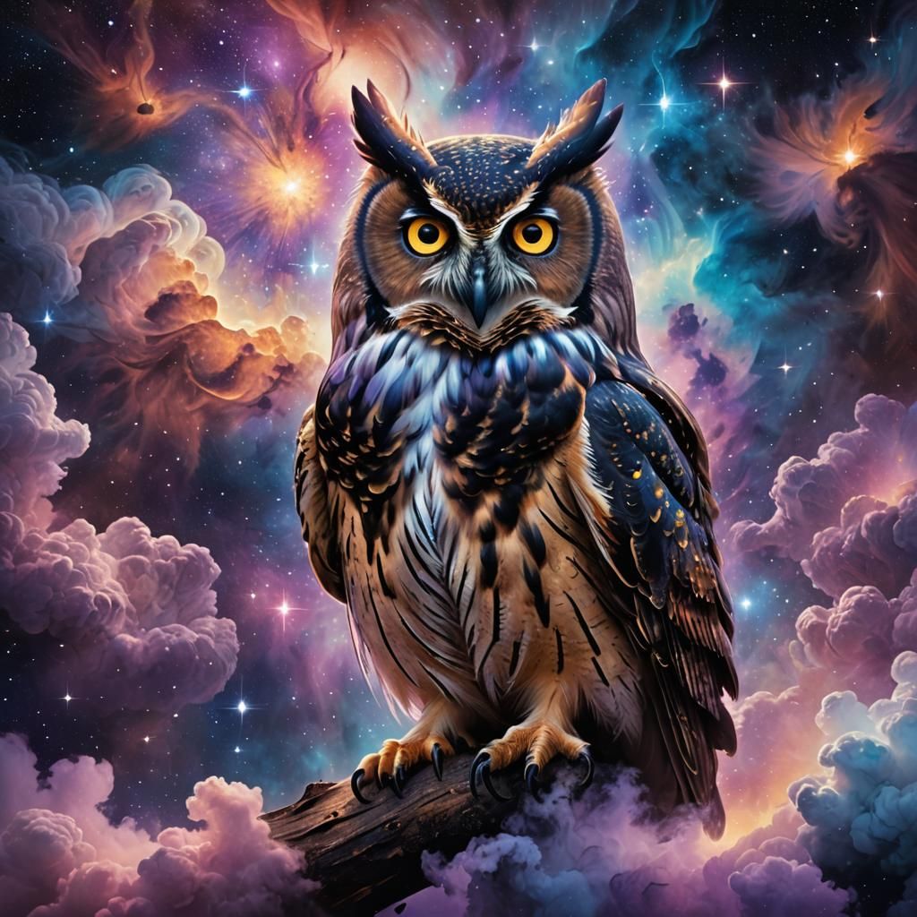 Nebula Owl: Ethereal Fantasy Concept Art