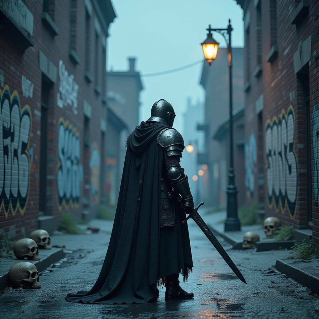 Knight in Ruined City, Painterly Realism