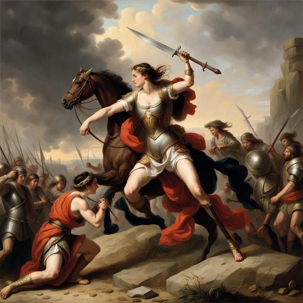 Triumphant Warrior Woman Relishes Victory