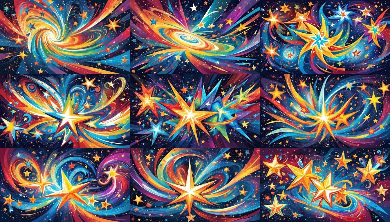 Vibrant Celestial Vortex in Primitive Style