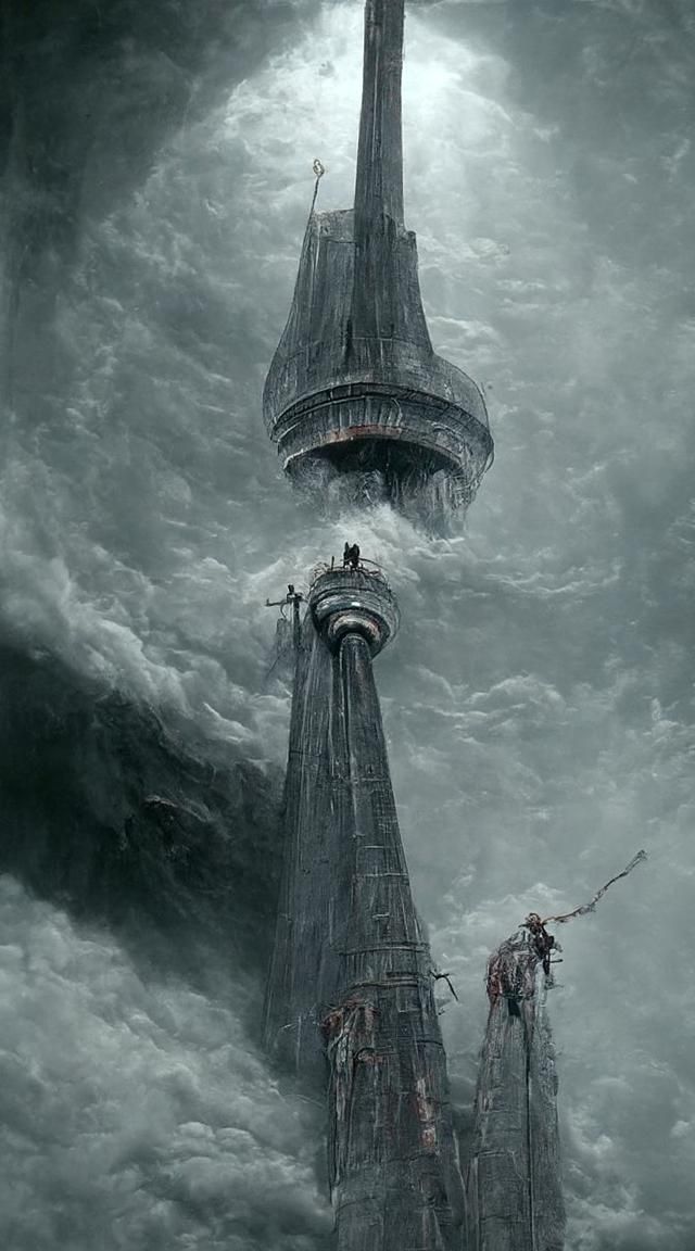 CN Tower in Dark Matte Painting Style