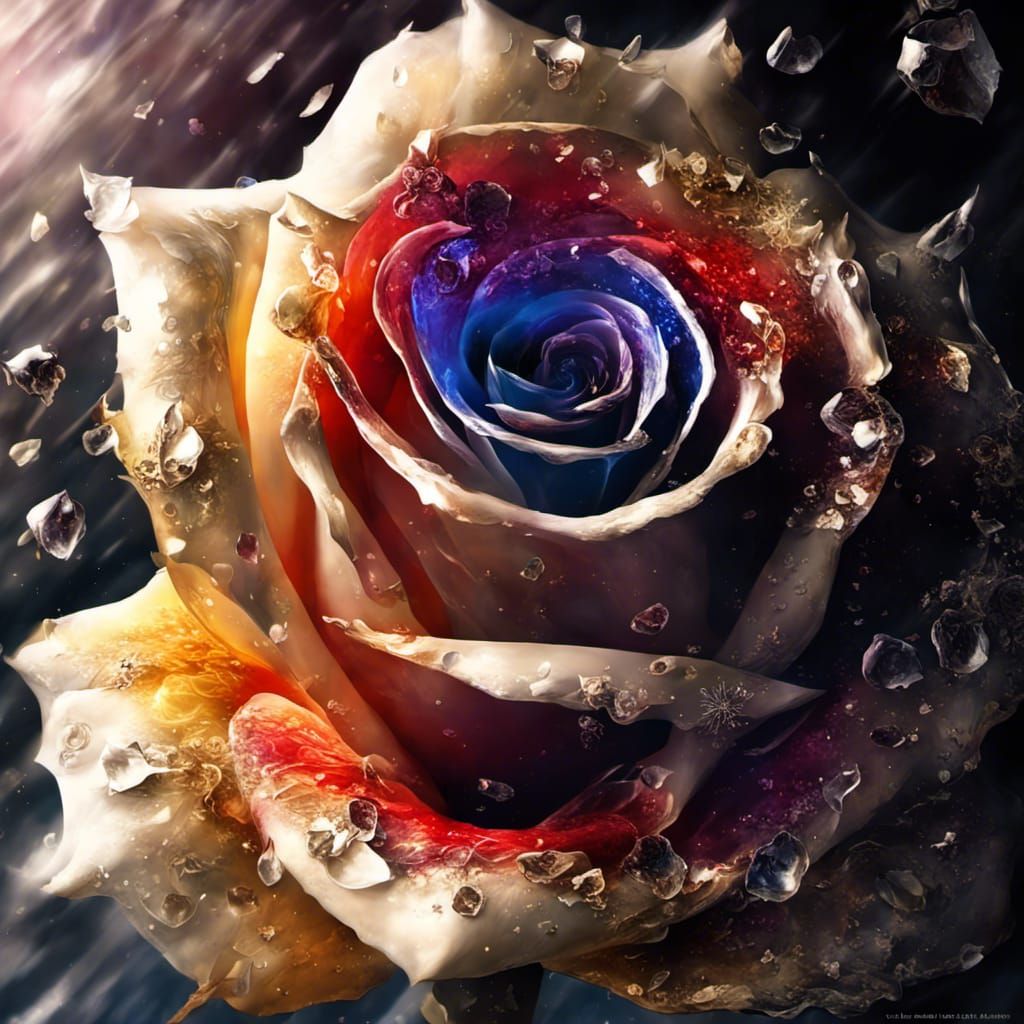 Cosmic Crystal Dissolving with Roses