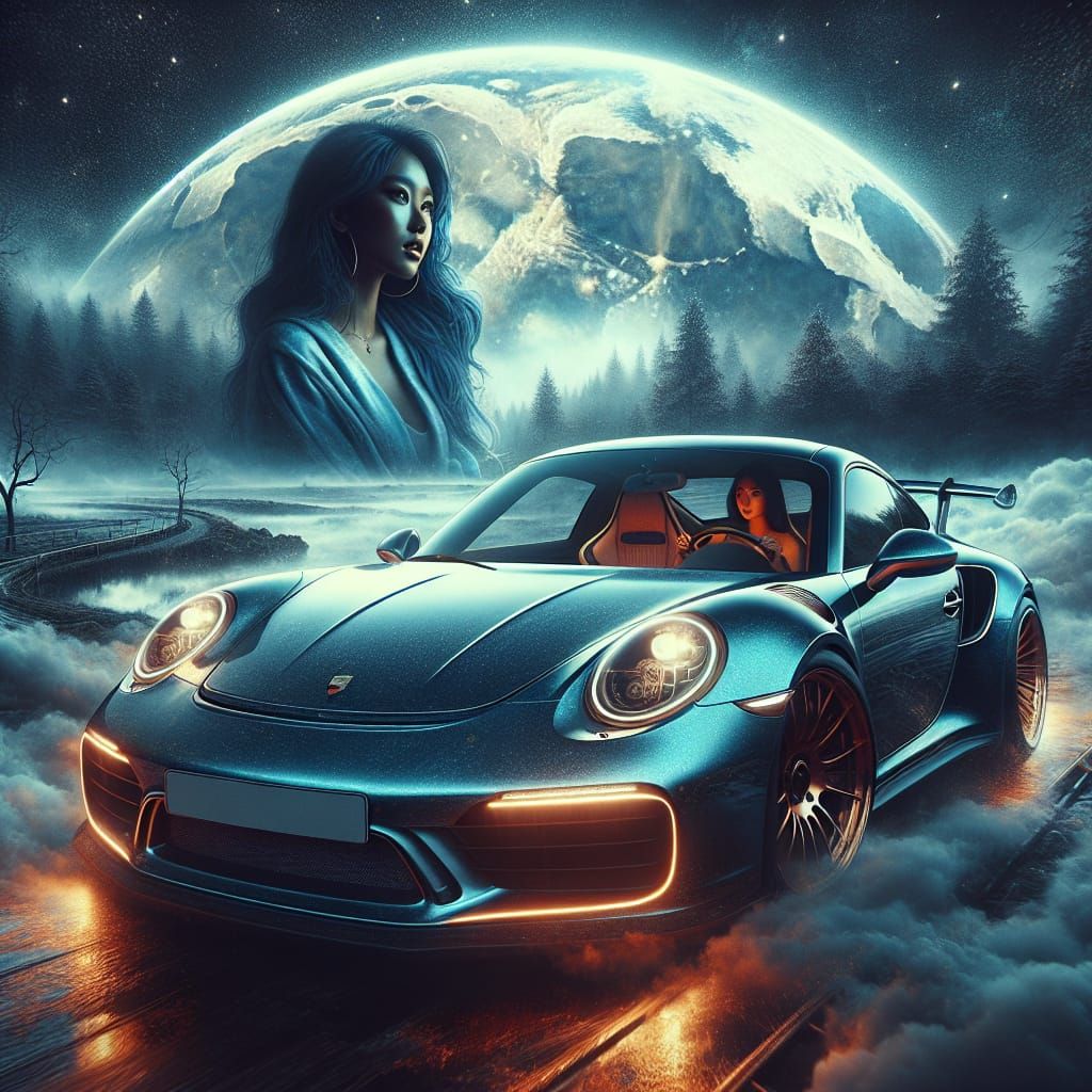 (Double Exposure) Futuristic Porsche 911