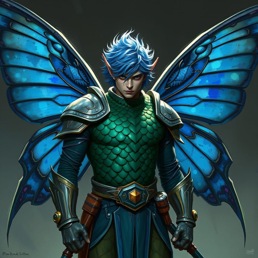 Majestic Blue Knight with Midnight Wings