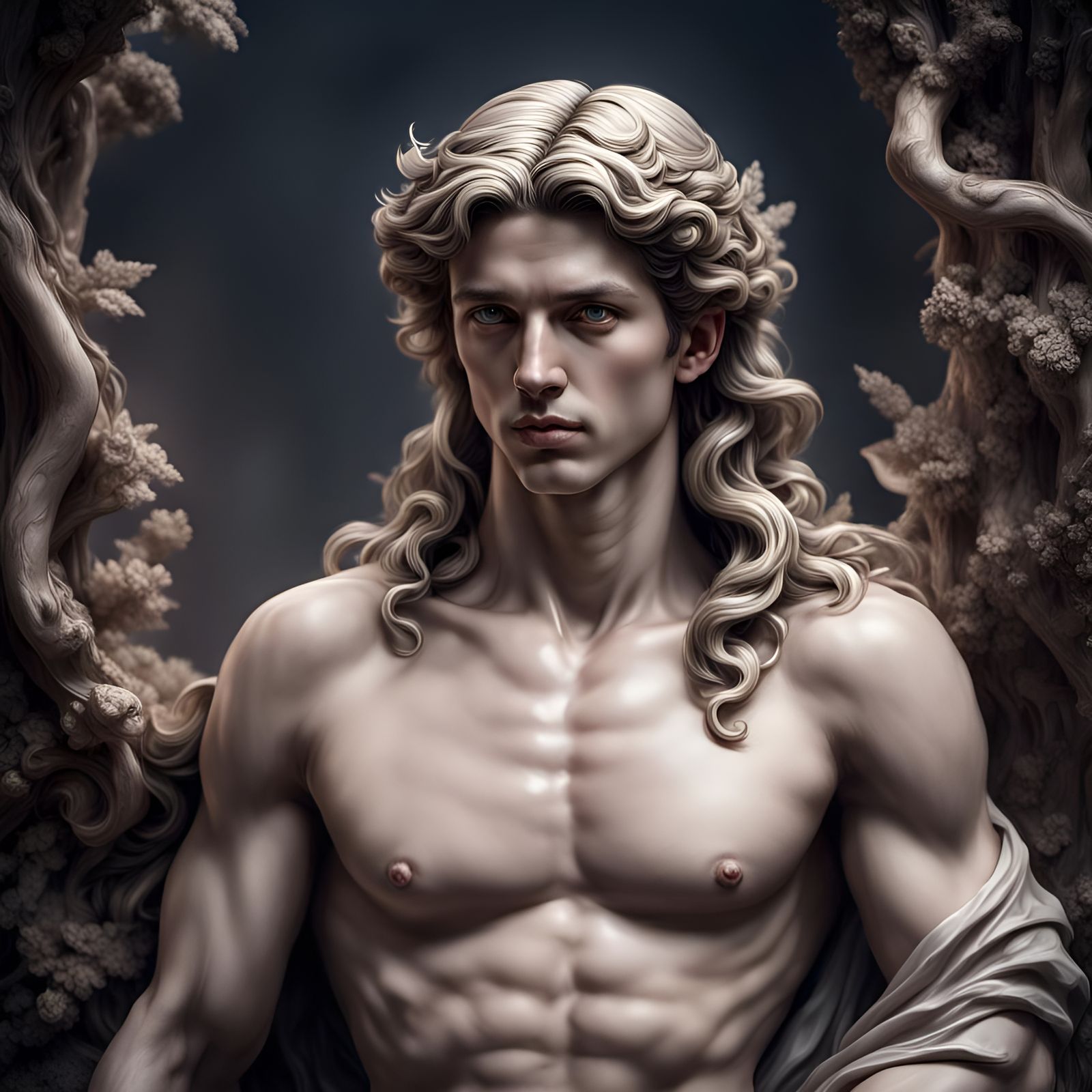 Hyperrealistic Male Aphrodite with Intricate Details