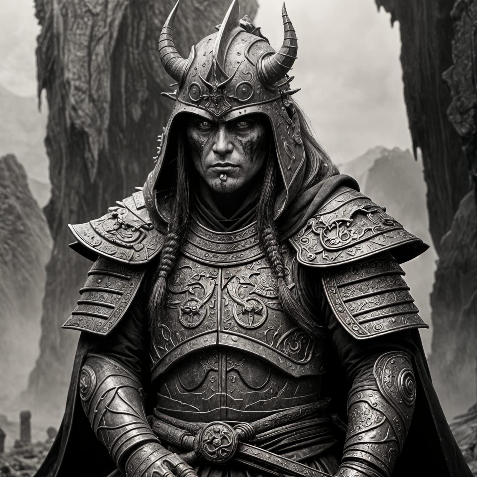 An exhausted bloody battle ravaged Samurai is summoning inne...