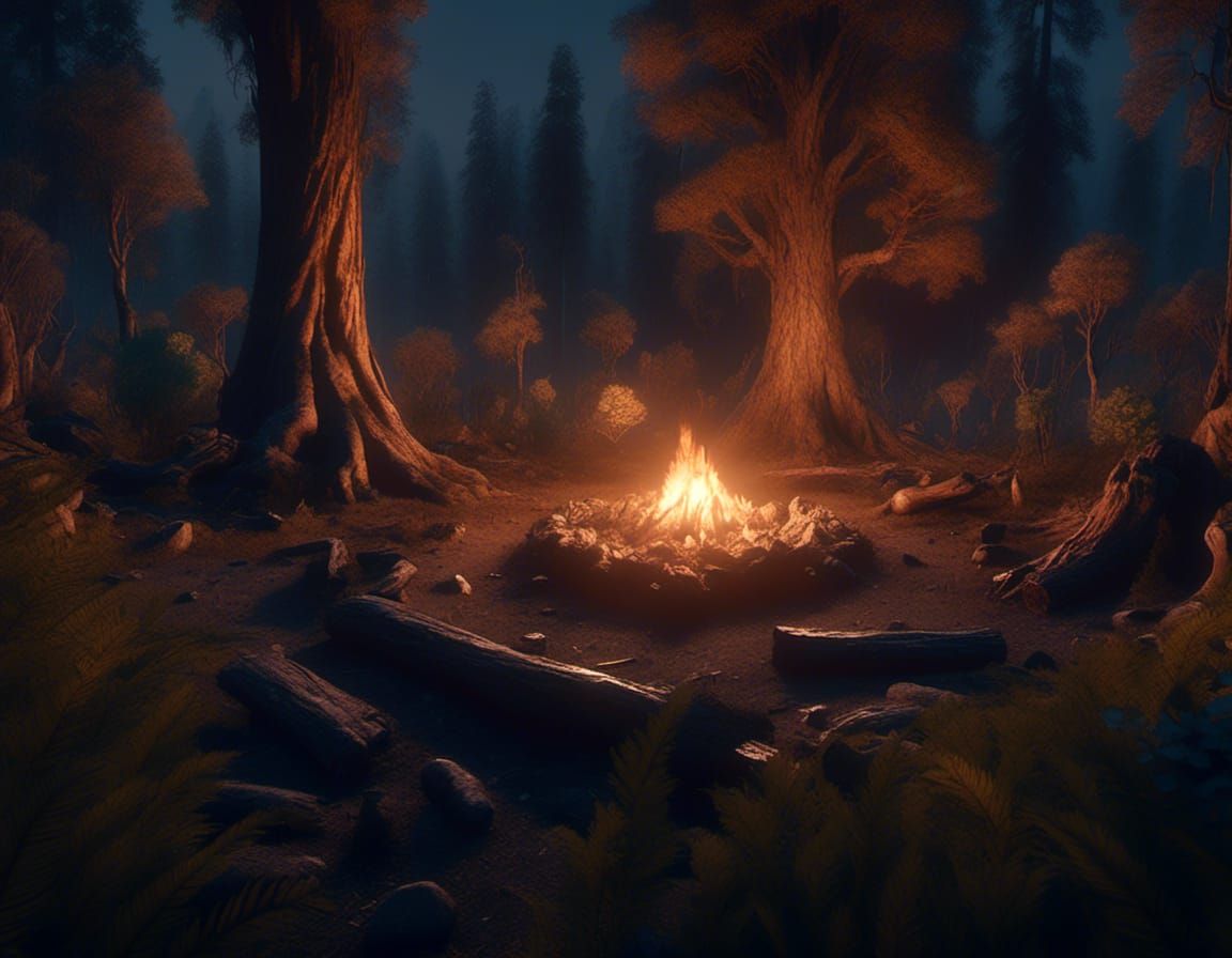 old style stone fire pit Country clearing