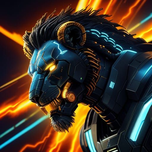 Cybernetic Lion in Epic Hyper-Realistic Digital Art