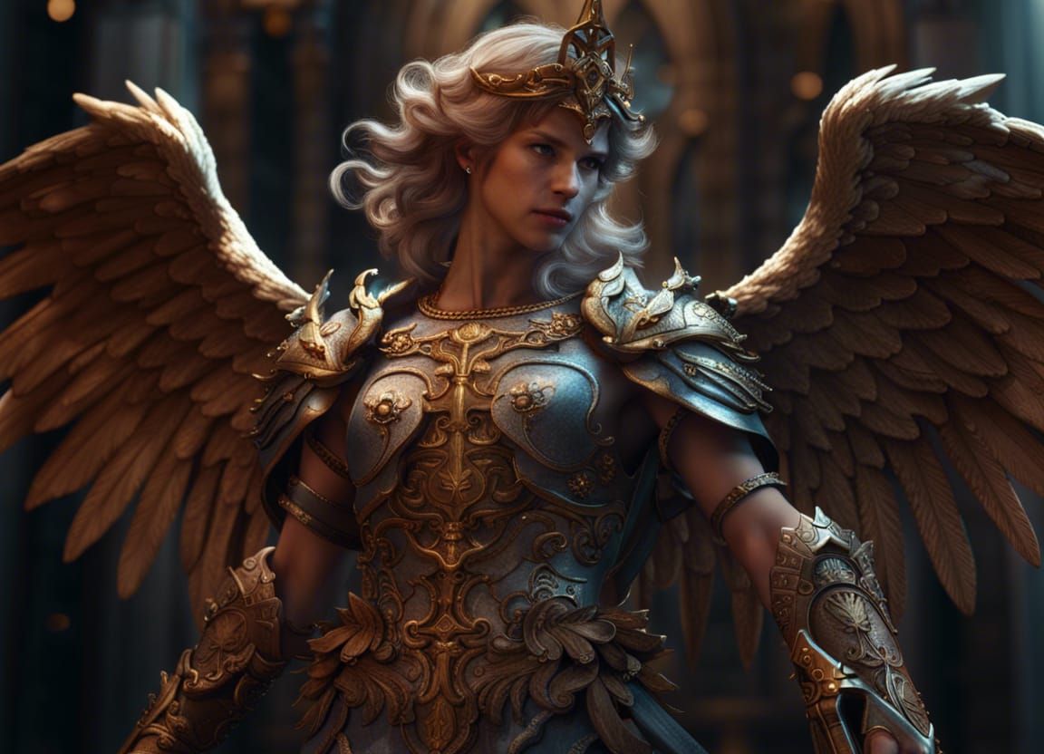 Biblical Angel with Sword, Detailed Matte Painting