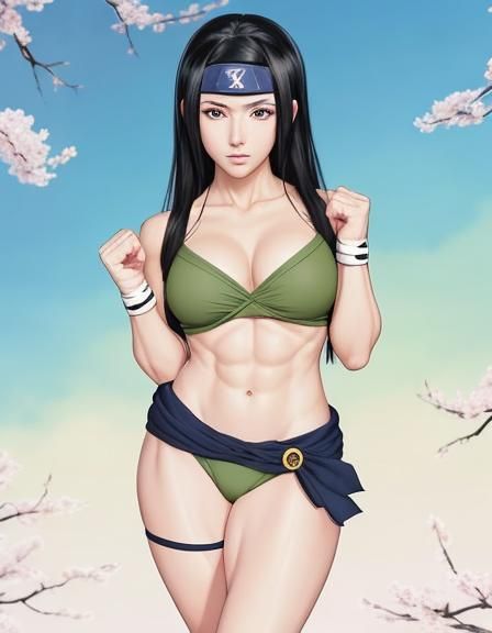 Muscular Hinata Hyuga in Anime Style