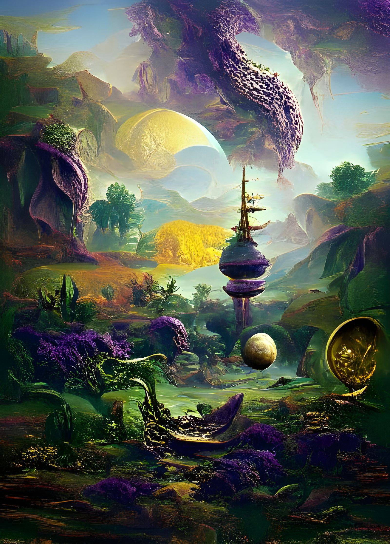 Surreal Alien Fractal Landscape in Oil