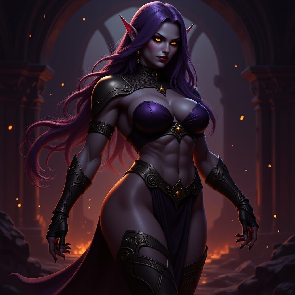 Dark Fantasy Drow Warrior Art