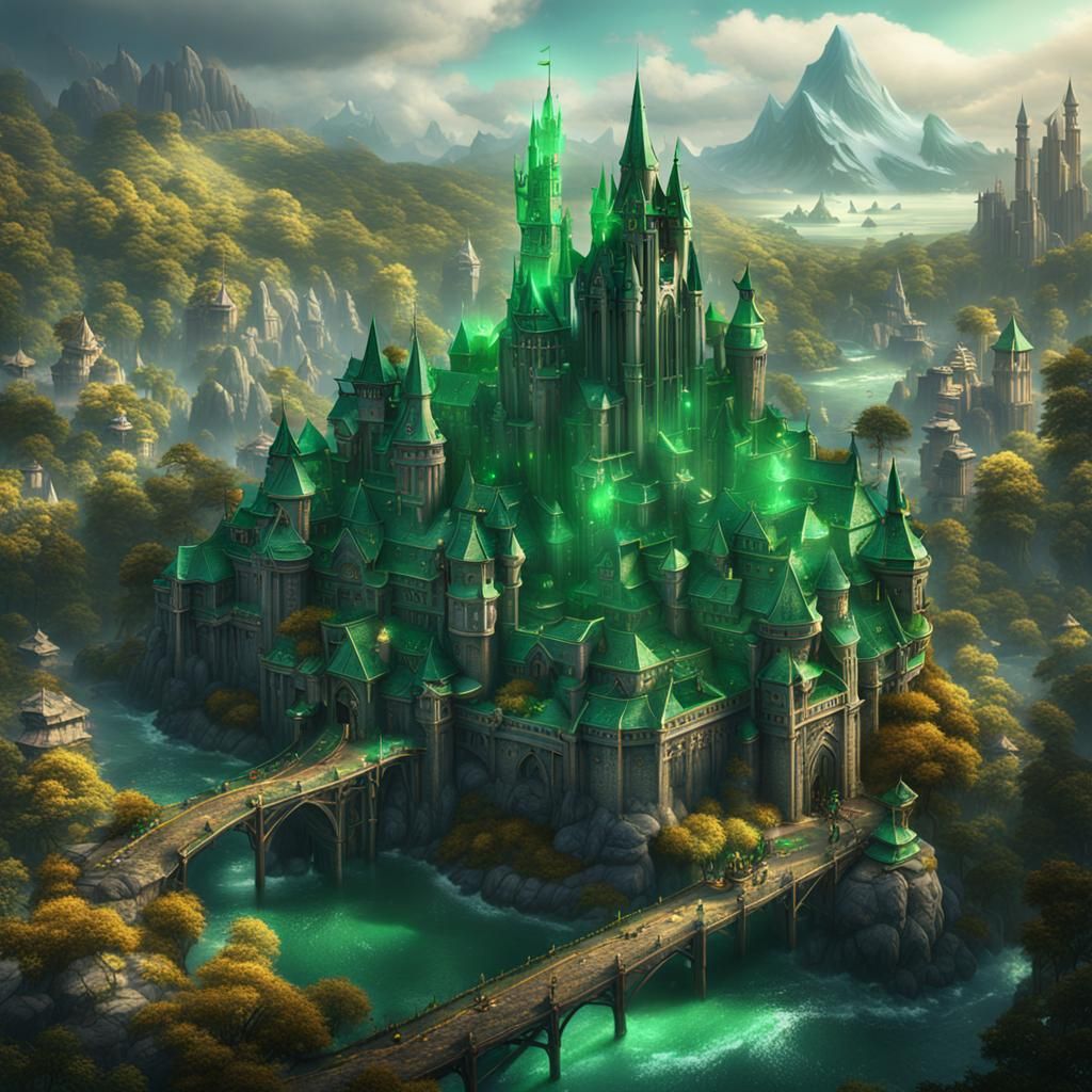 Fantastical Emerald City Concept Art in Deep Color