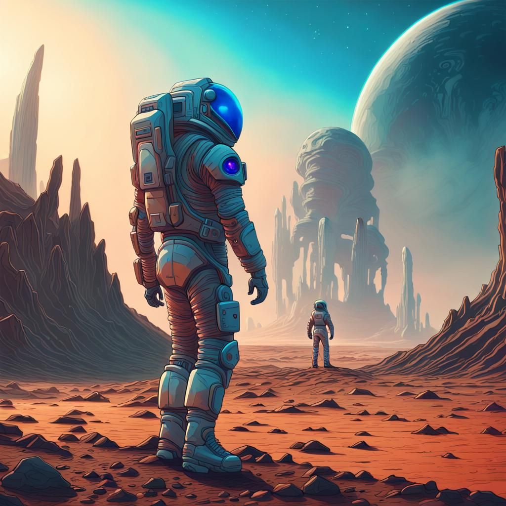 Astronaut on Alien Planet with Ancient Structure