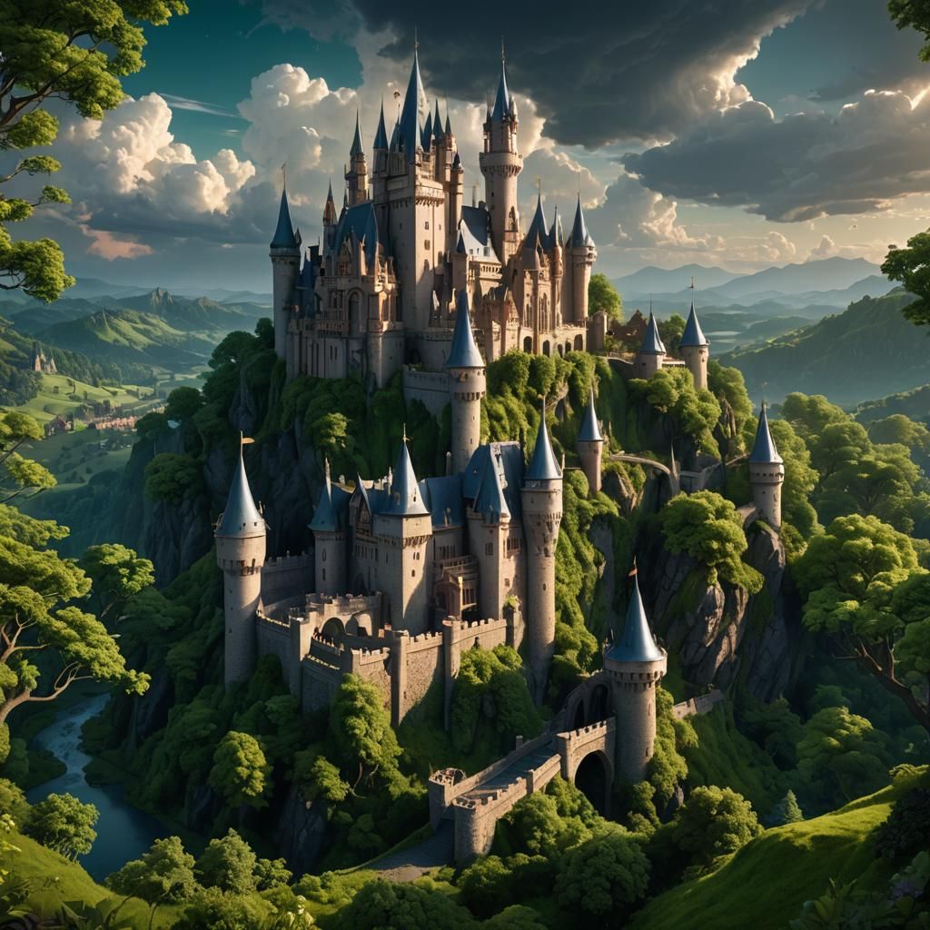 Magical Castle Emerges into a Bright Green World
