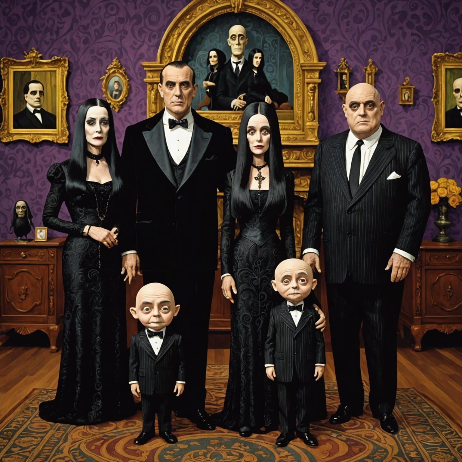 Addams Family Portrait in Gustav Klimt Style