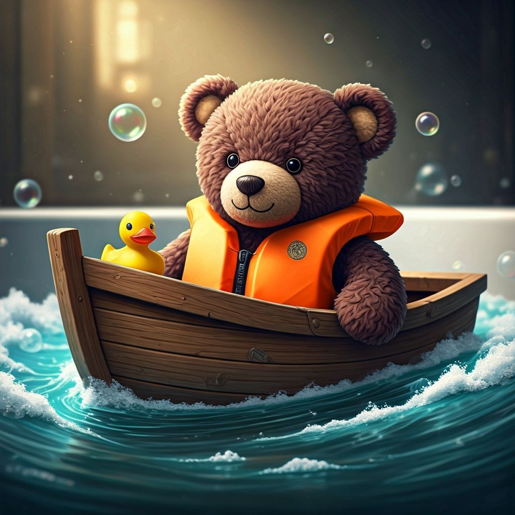 Teddy Bear's Voyage in Soapy Seas, Miyazaki Style