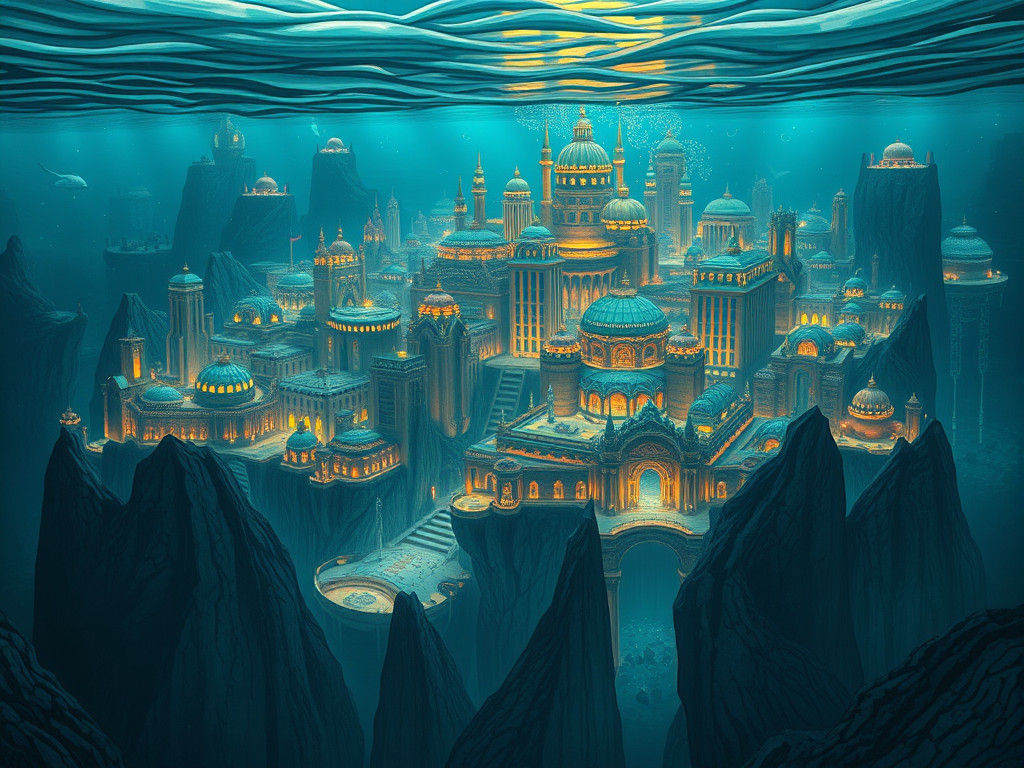 Submerged Metropolis: Dreamlike Luminescence in Ocean Depths