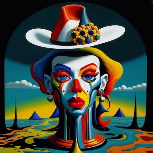 Surreal Abstract Matte Oil Painting in High Contrast