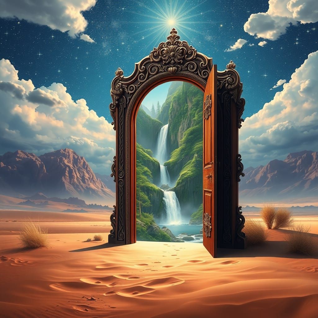 **„Die magische Tür öffnet sich: Ein verborgener Wasserfall im grünen Paradies hinter der Wüste“**