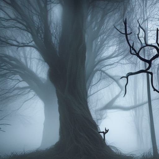 Eerie Graveyard in Spider Forest, Detailed Digital Art