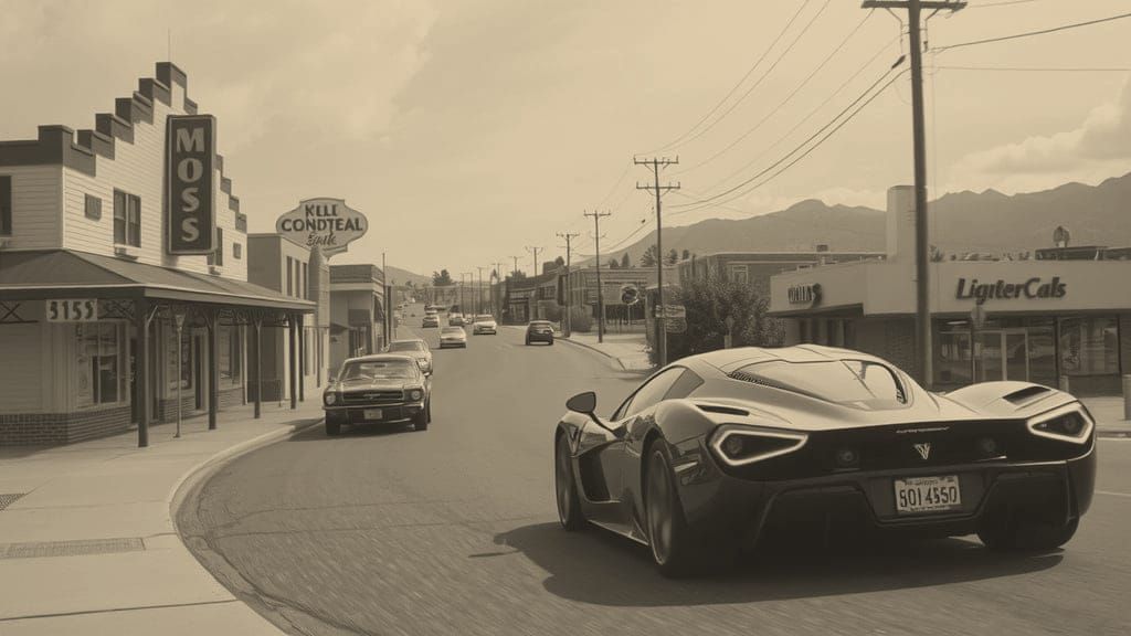 Nostalgic Retro Scene with Modern Contrast