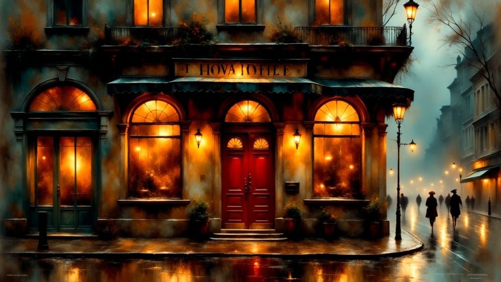 1930s Art Deco Hong Kong Hotel at Night