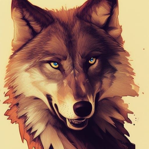 Hyperdetailed Wolf Portrait in Dynamic Lighting