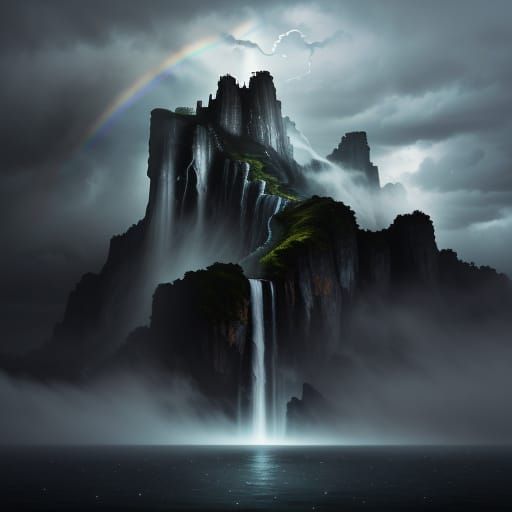 Surreal Stormy Sky Weeps Tears of Rain in Vibrant, Expressiv...