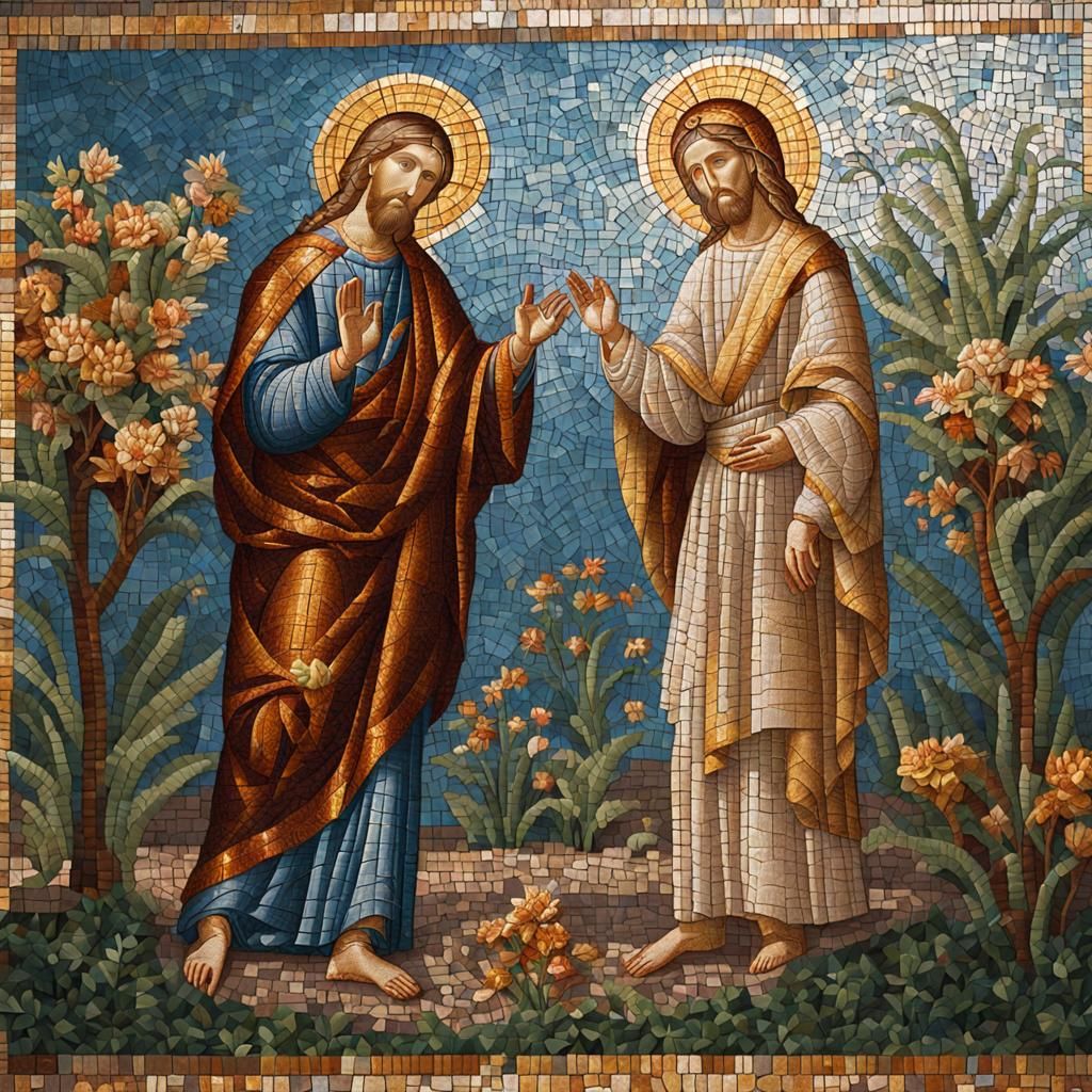 Byzantine Mosaic: Christ and Mary Magdalene