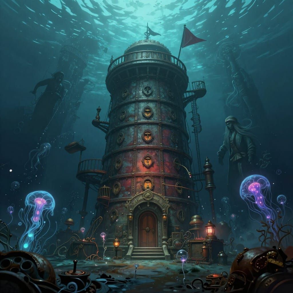 Davy Jones's Locker Matte Painting in Deep Fantasy Style