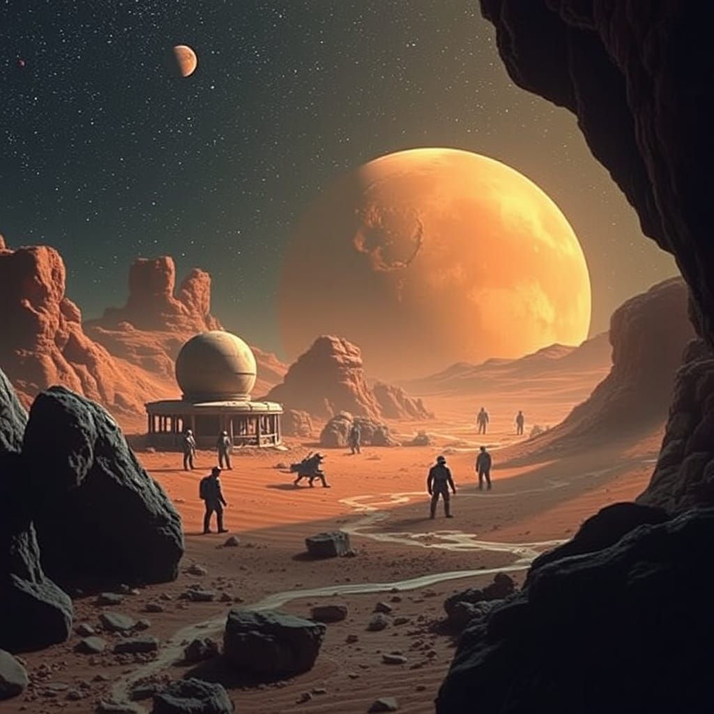 Martian Inhabitants in Original Habitat: AI Concept